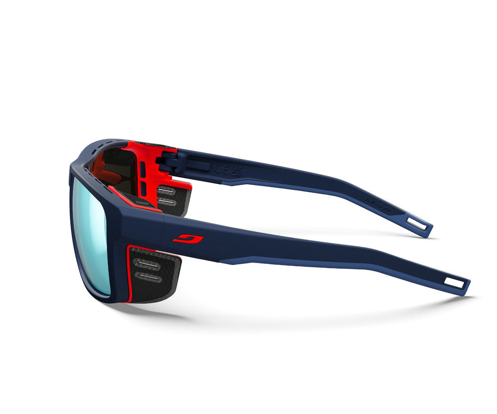 Julbo Shield Ocean Master Sportbrille – Dunkelblau / Neonorange – Spectron HD 4 Polarized – Detailansicht