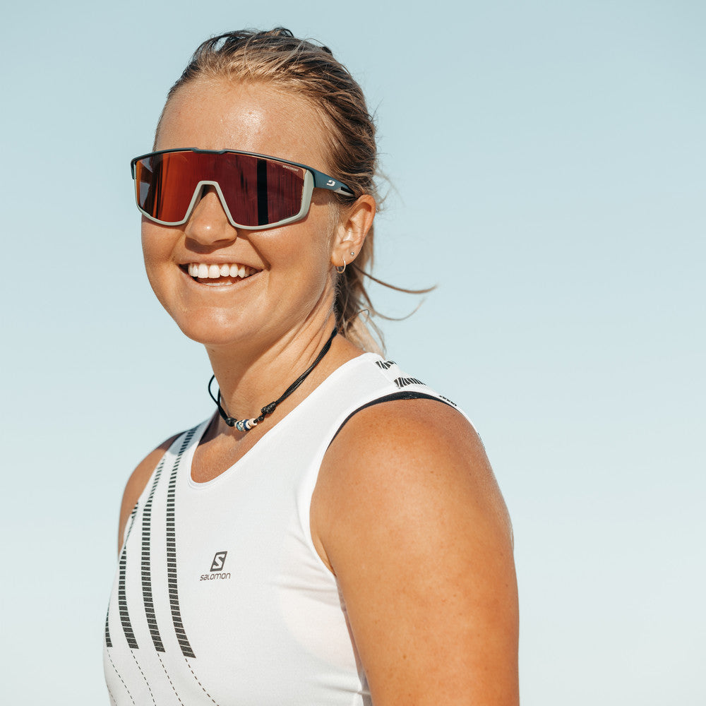Julbo Fury Sportbrille – Dunkelblau / Grün – Spectron 3 – Seitenansicht