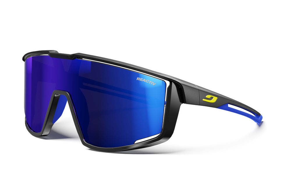 Julbo Fury Sportbrille – Schwarz / Blau – REACTIV 1-3 High Contrast – Frontansicht