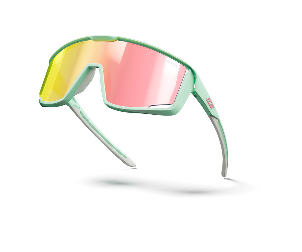 Julbo Fury Sportbrille – Mint / Hellgrau / Rosa – REACTIV 1-3 Light Amplifier – Detailansicht