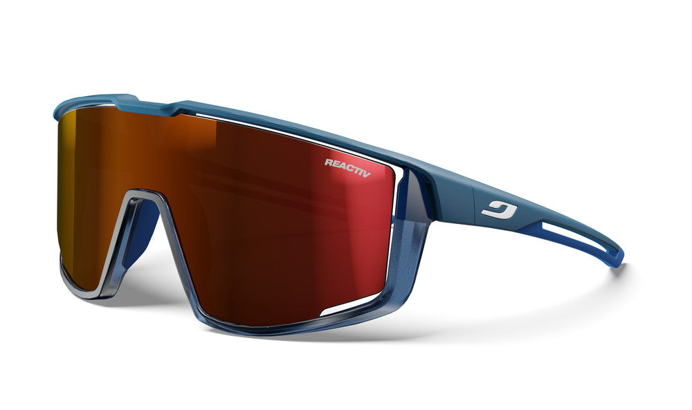 Julbo Fury Sportbrille – Blau / Blau Durchscheinend – REACTIV 0-3 High Contrast – Frontansicht