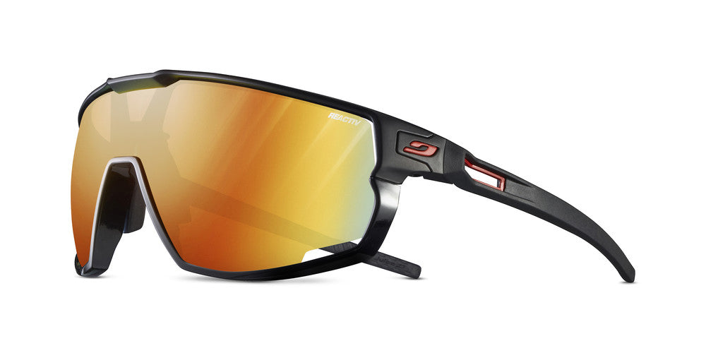 Julbo Rush Sportbrille – Schwarz / Rot – REACTIV 1-3 Light Amplifier – Frontansicht