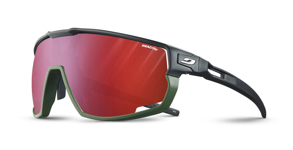 Julbo Rush Sportbrille – Schwarz / Khaki – REACTIV 0-3 High Contrast – Frontansicht