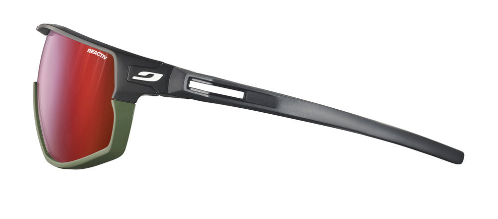 Julbo Rush Sportbrille – Schwarz / Khaki – REACTIV 0-3 High Contrast – Detailansicht