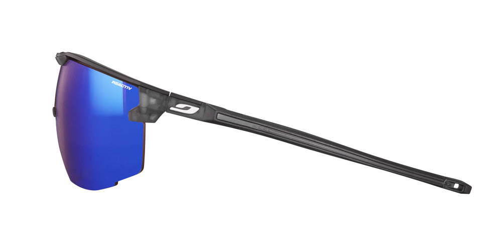 Julbo Ultimate Sportbrille – Schwarz / Schwarz Durchscheinend – REACTIV 1-3 High Contrast – Seitenansicht