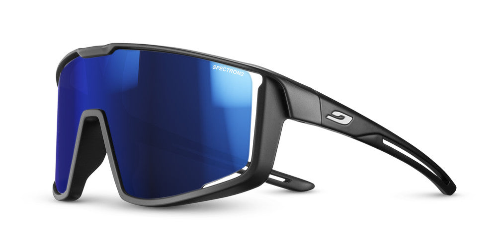 Julbo Fury Junior Kinder-Sportbrille – Schwarz – Spectron 3 (Flash Blau) – Frontansicht