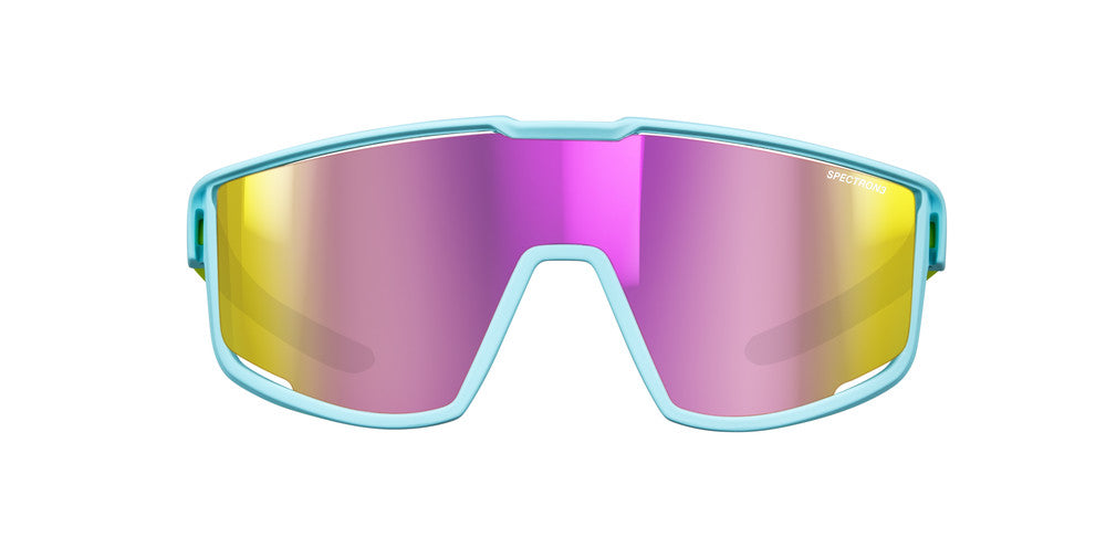 Julbo Fury Junior Kinder-Sportbrille – Hellblau / Neongelb / Rosa – Spectron 3 – Detailansicht