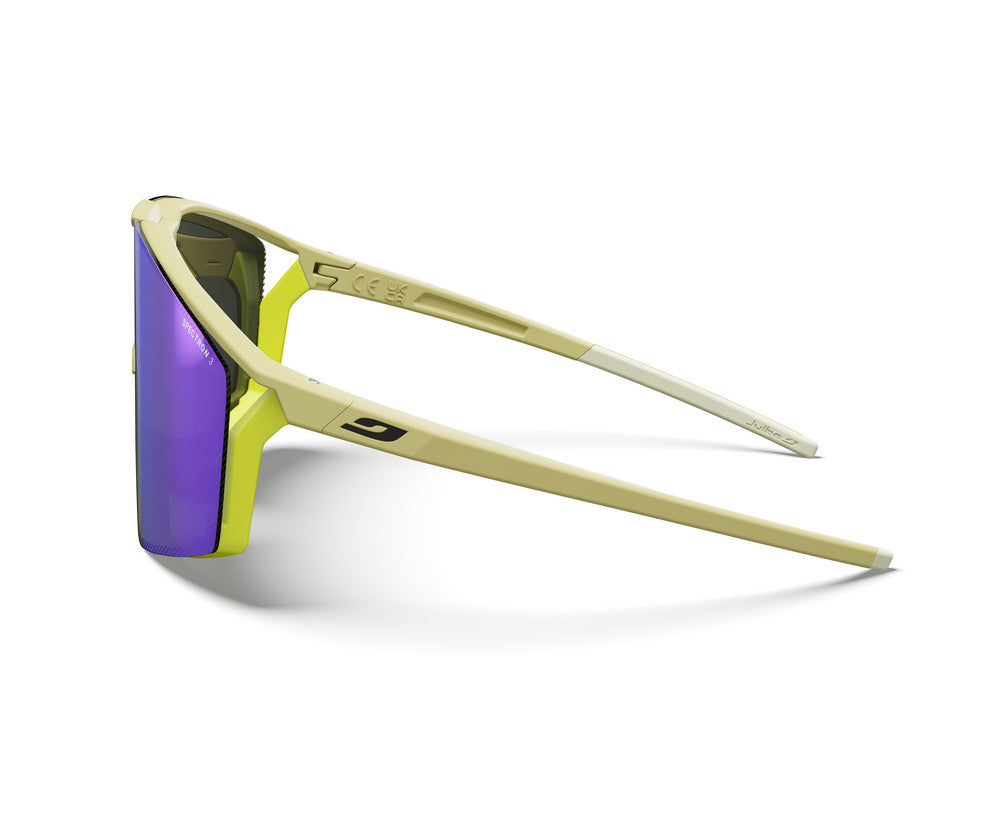 Julbo Edge Sportbrille – Helles Kastanienbraun Matt / Neongelb – Spectron 3 – Seitenansicht