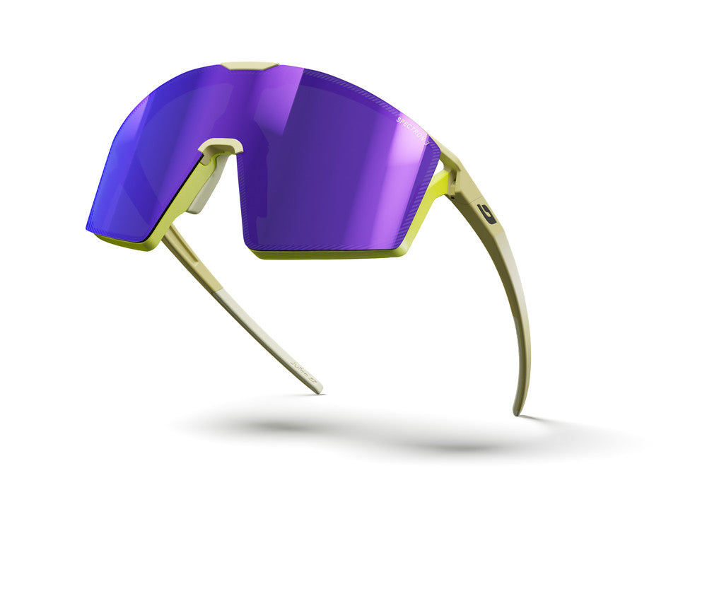 Julbo Edge Sportbrille – Helles Kastanienbraun Matt / Neongelb – Spectron 3 – Detailansicht