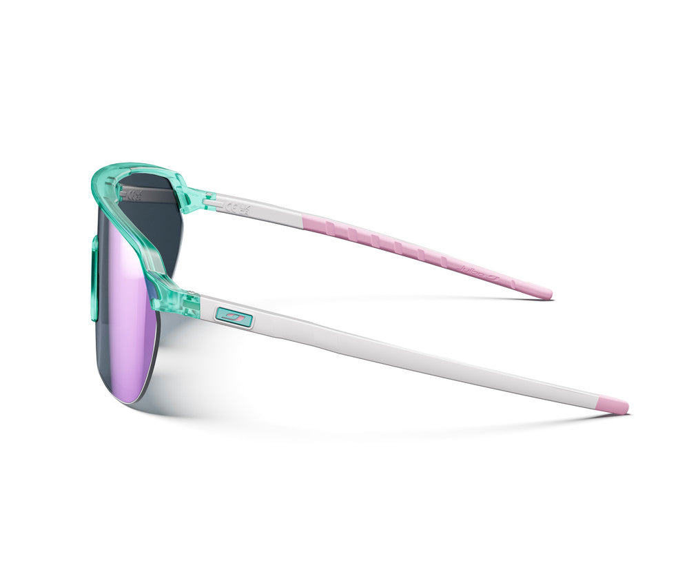 Julbo Frequency Sportbrille – Hellgrün / Rosa – Spectron 3 – Seitenansicht