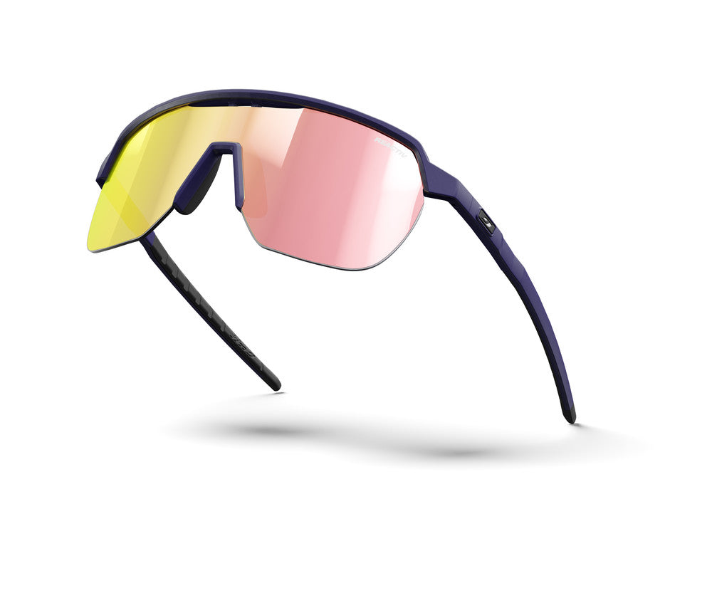 Julbo Frequency Sportbrille – Dunkelviolett – REACTIV 1-3 Light Amplifier – Seitenansicht