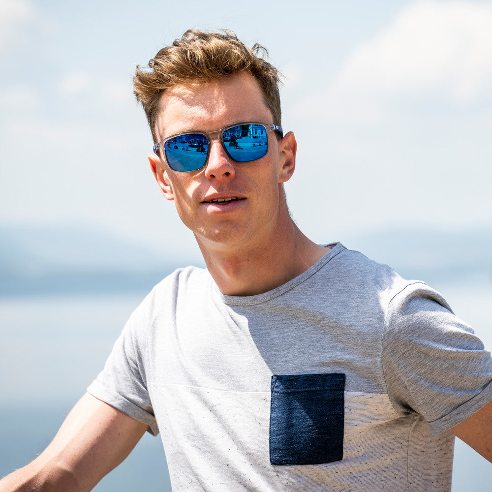 Julbo Creek Sportbrille – Grau / Metallblau – Spectron 3 Polarized – Detailansicht