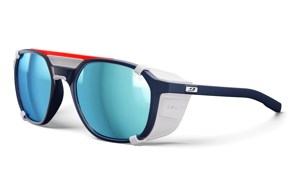 Julbo Slack Cover Ocean Master Sportbrille – Dunkelblau / Neonorange – Spectron HD 4 Polarized – Frontansicht