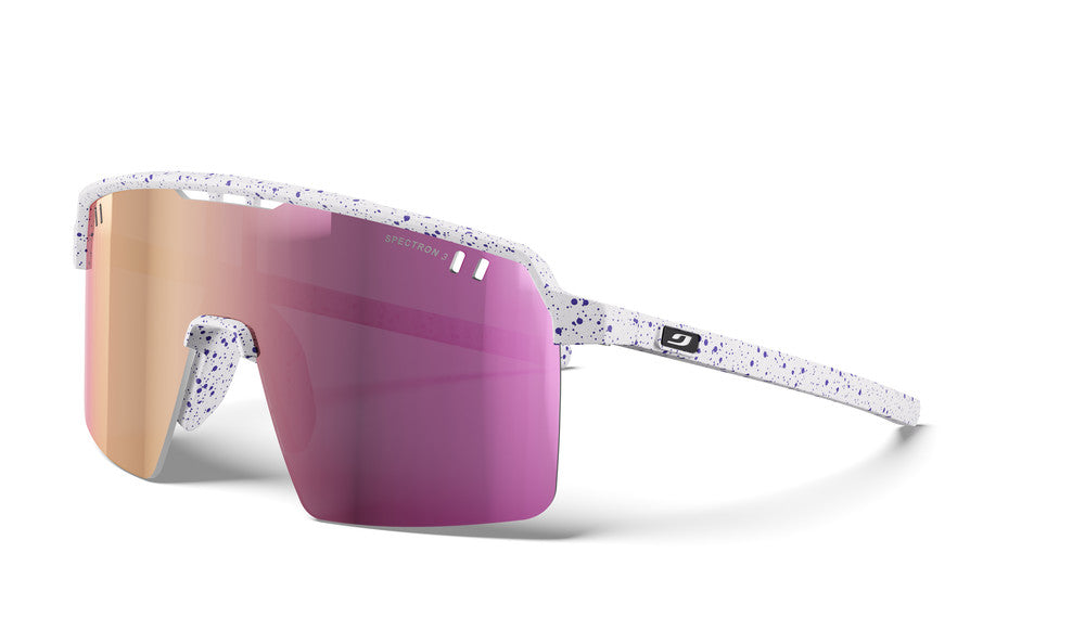 Julbo Intensity Junior Kinder-Sportbrille – Weiß / Violett Gesprenkelt – Spectron 3 – Frontansicht