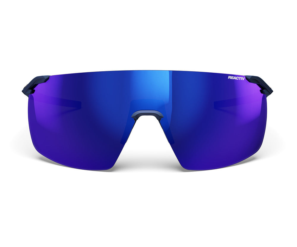 Julbo Faster L Sportbrille – Dunkelblau / Messing – REACTIV 1-3 High Contrast – Detailansicht