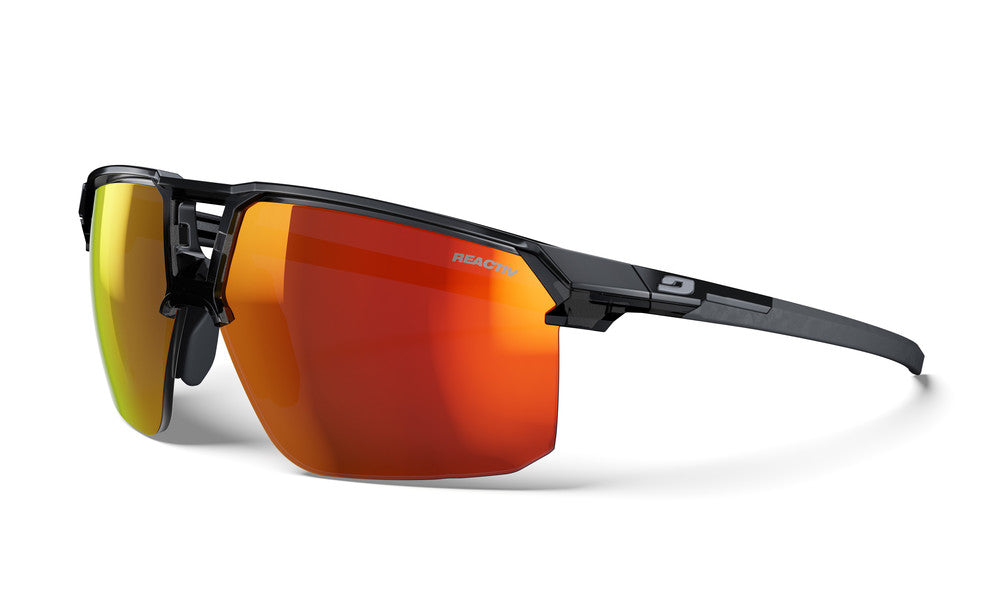 Julbo Liry Sportbrille – Schwarz / Dunkelgrau Durchscheinend Glänzend – REACTIV 1-3 Light Amplifier – Frontansicht