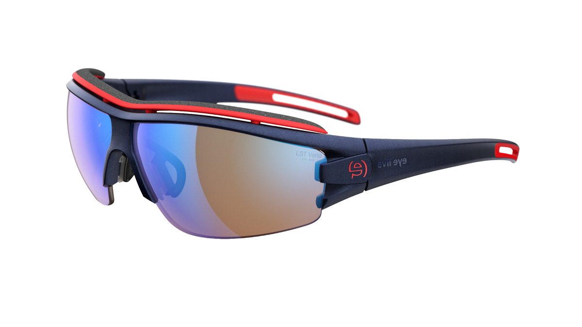 evil eye trace pro E001 Sportbrille – 4500 navy metallic – LST® blue light VARiO M – Seitenansicht