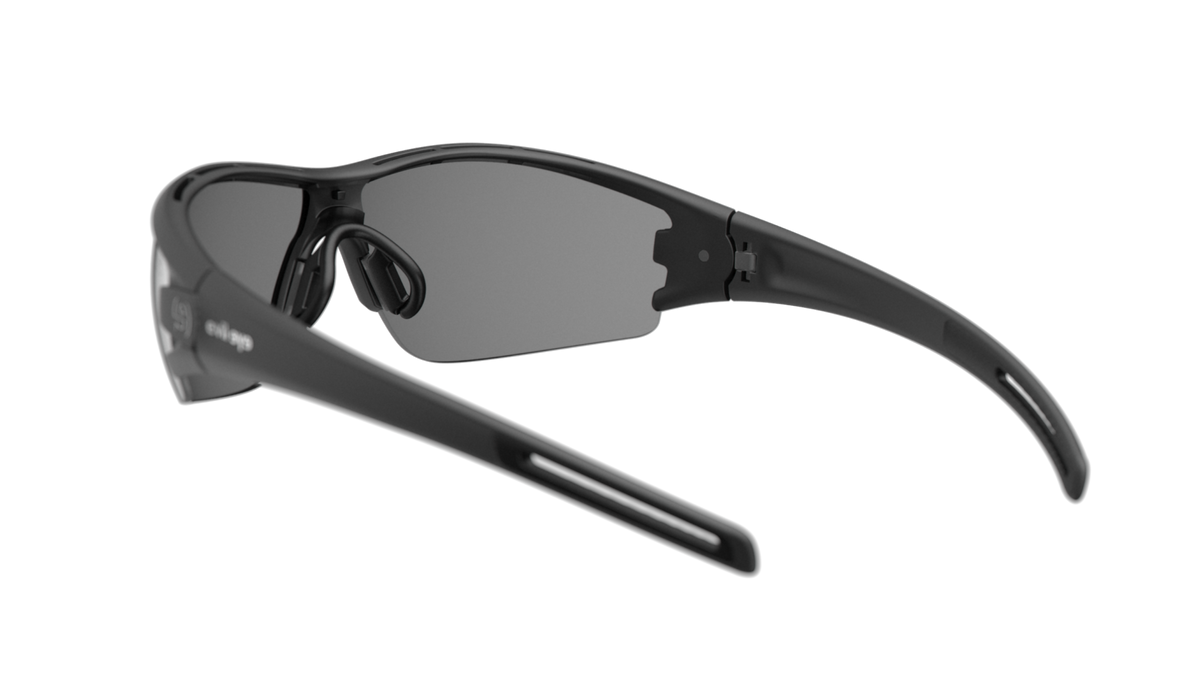 evil eye trace E002 Sportbrille – 9200 black matt – LST® grey silver M – Rückansicht