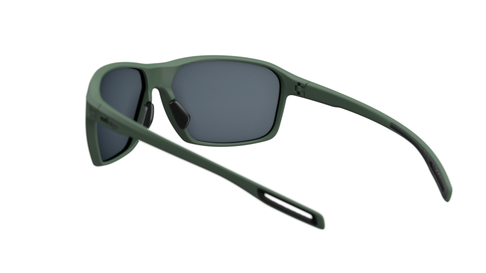evil eye nook Sportbrille – dark green matt – LST® grey silver M – Rückansicht