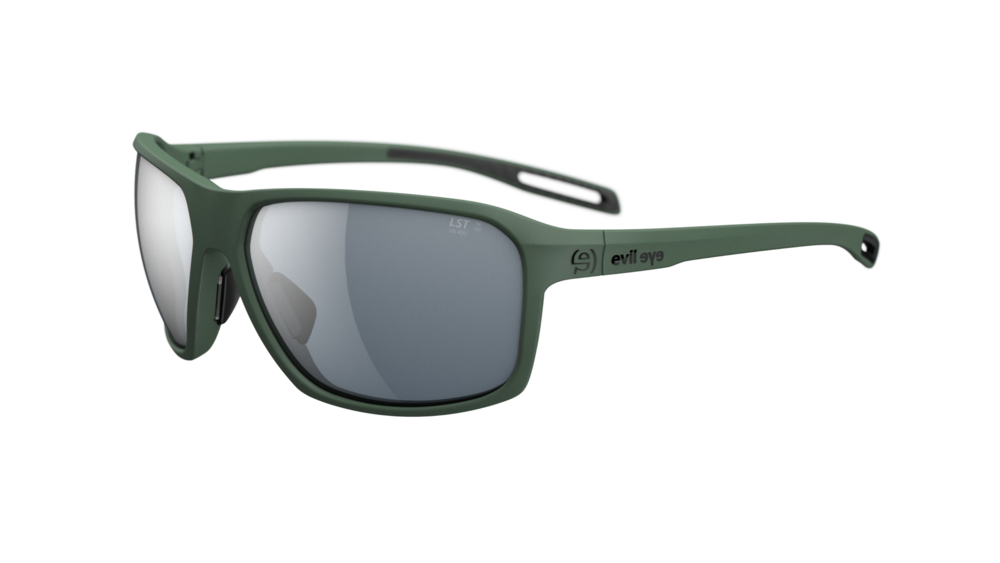 evil eye nook E011 Sportbrille – 5600 dark green matt – LST® grey silver M – Seitenansicht