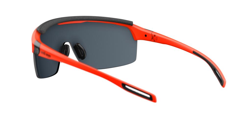 evil eye traileye pro E016 Sportbrille – 2500 neon orange matt – LST® grey silver M – Rückansicht