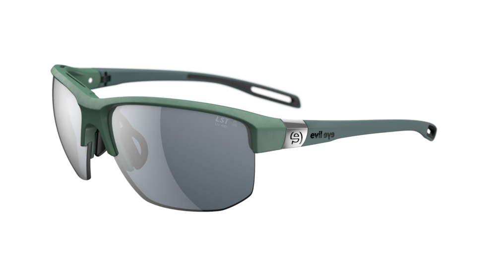 evil eye elate.t E019 Sportbrille – 5500 raw green matt – LST® grey silver M – Seitenansicht
