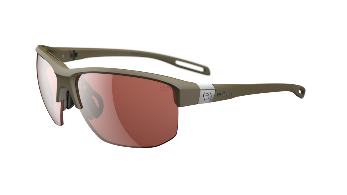 evil eye elate.t Sportbrille – khaki matt – LST® pol silver M – Seitenansicht