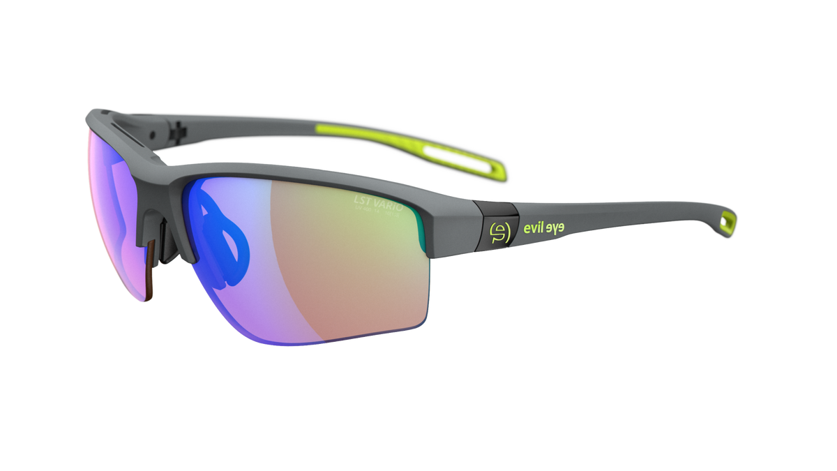evil eye elate.p E020 Sportbrille – 6700 dark grey matt – LST® VARiO blue-green M – Seitenansicht