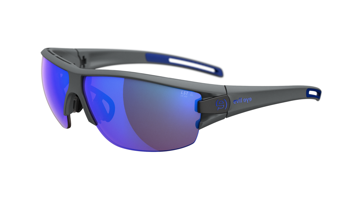 evil eye trace ng Sportbrille – dark grey matt – LST® active blue M – Seitenansicht