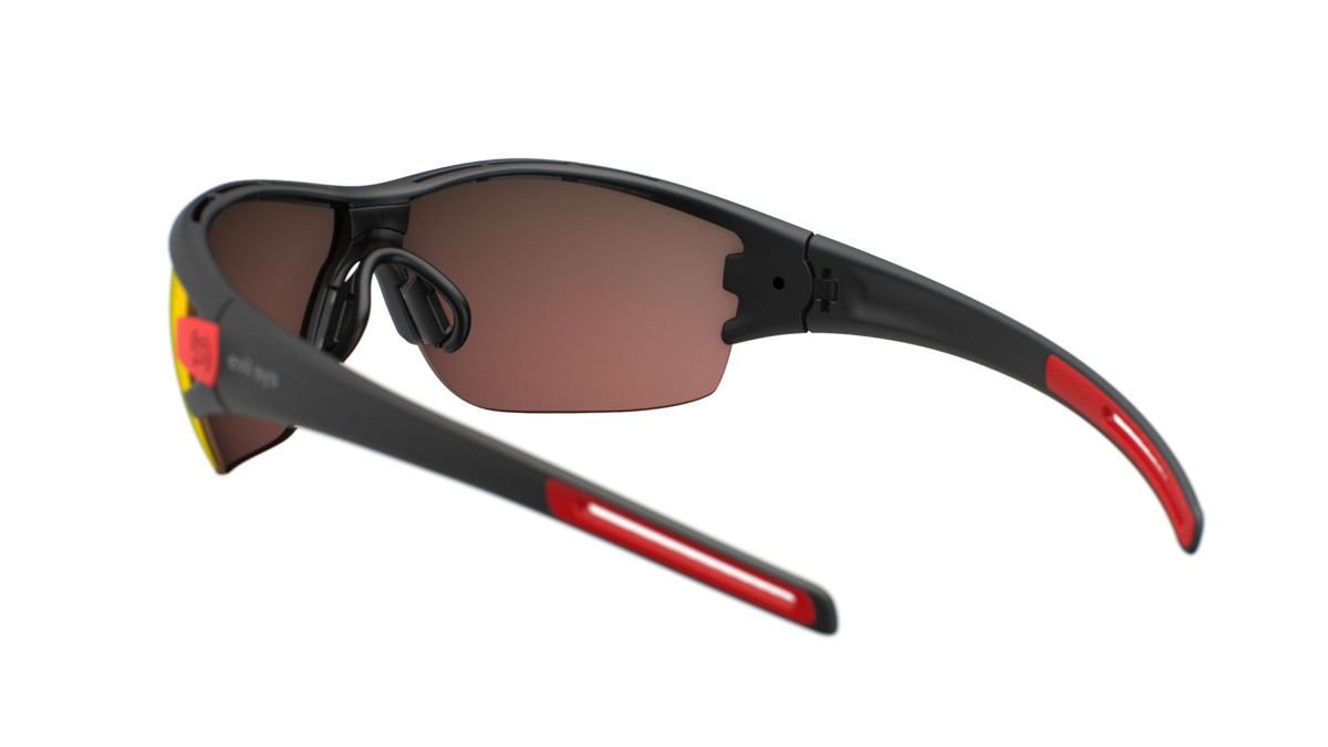 evil eye trace ng E031 Sportbrille – 9100 black matt – LST® active red M – Rückansicht