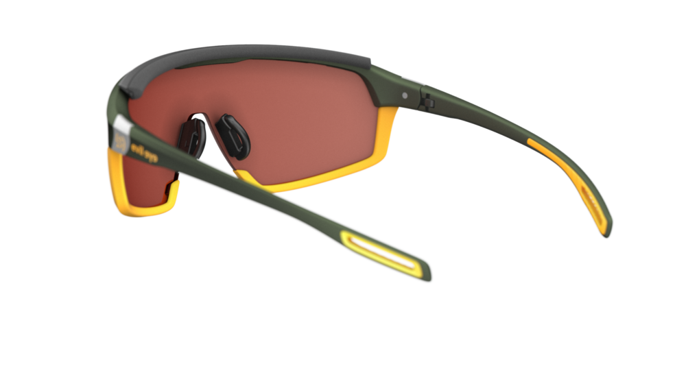 evil eye traileye ng pro E032 Sportbrille – 5500 dark green metallic – LST® active silver M – Rückansicht