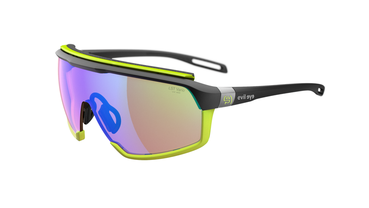 evil eye traileye ng pro E032 Sportbrille – 9100 black matt – LST® VARiO blue-green M – Seitenansicht