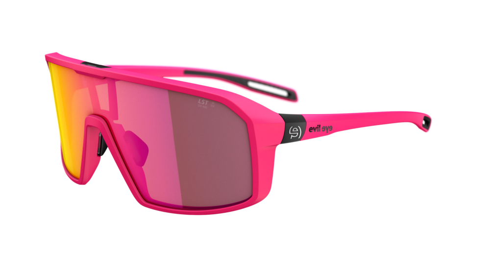 evil eye roadsense E037 Sportbrille – 3500 neon pink matt – LST® active red M – Seitenansicht