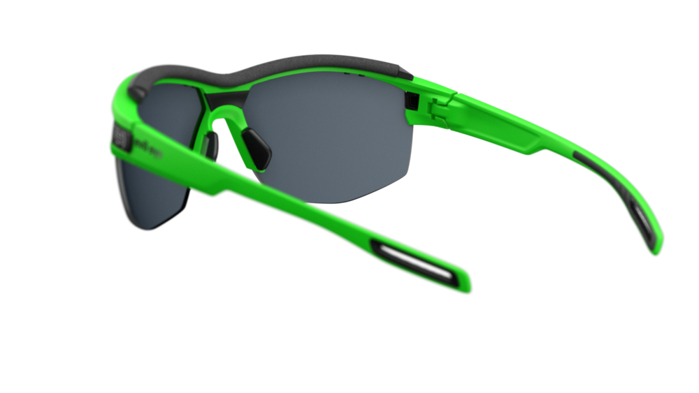 evil eye pathline pro E042 Sportbrille – 5800 neon green matt – LST® grey silver M – Rückansicht