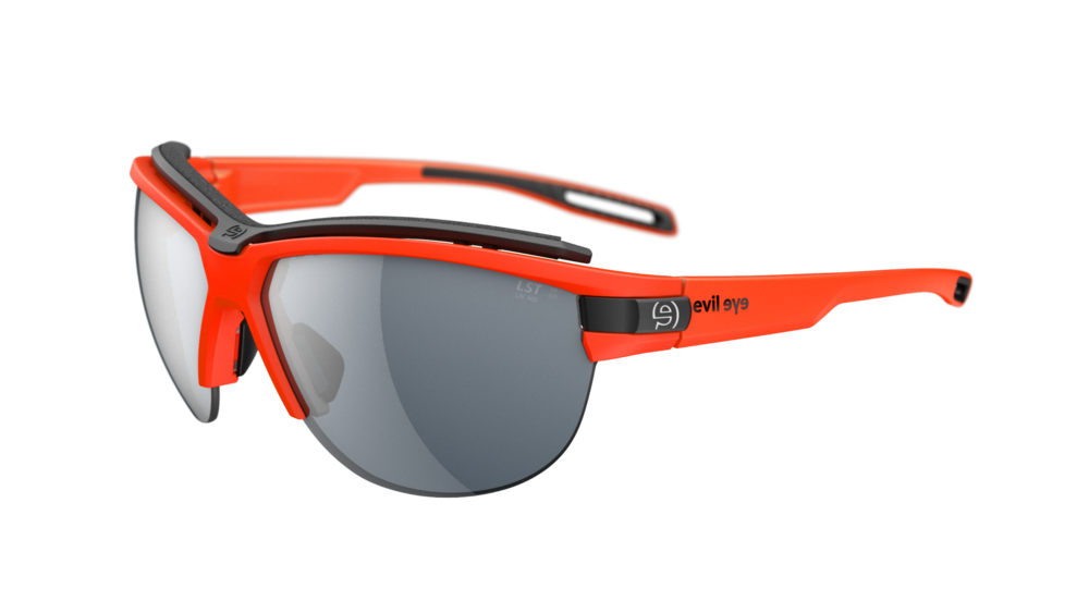 evil eye pathline.f pro E043 Sportbrille – 2500 neon orange matt – LST® grey silver M – Seitenansicht