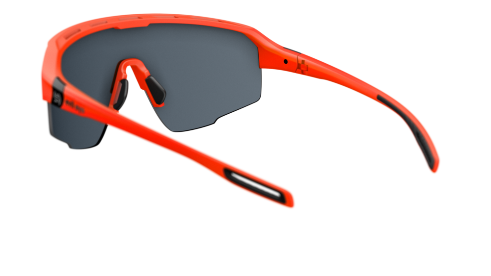 evil eye trailsense E045 Sportbrille – 2500 neon orange matt – LST® grey silver M – Rückansicht