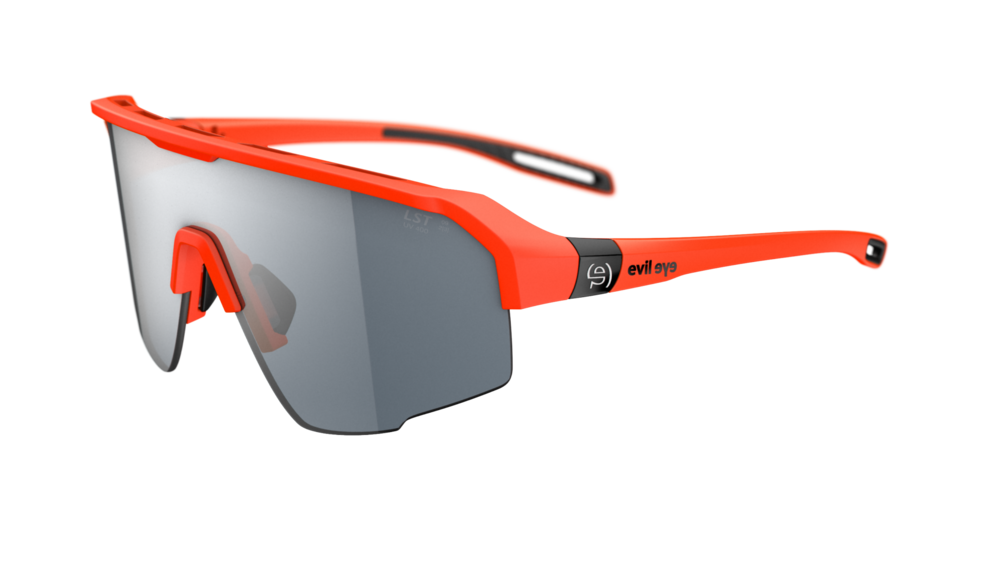 evil eye trailsense E045 Sportbrille – 2500 neon orange matt – LST® grey silver M – Seitenansicht