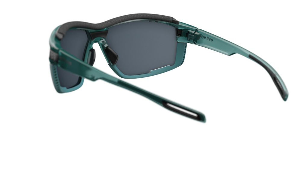 evil eye pathline air pro E049 Sportbrille – 5600 aqua green transparent – LST® grey silver M – Rückansicht