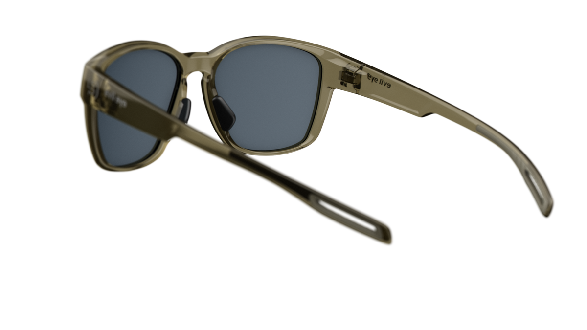 evil eye mira E055 Sportbrille – 5500 olive transparent – LST® grey silver M – Rückansicht
