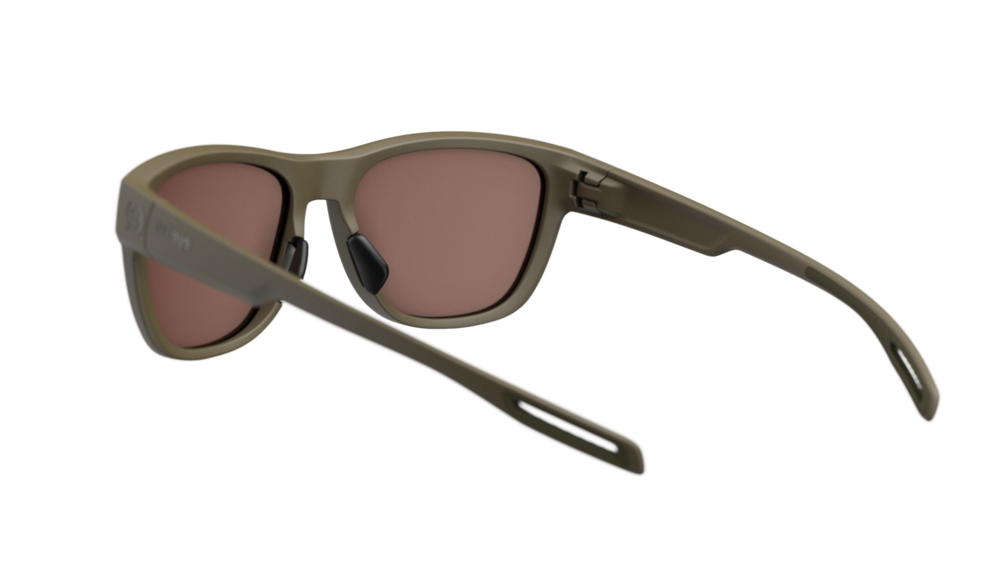 evil eye reef Sportbrille – khaki matt – LST® contrast silver M – Rückansicht