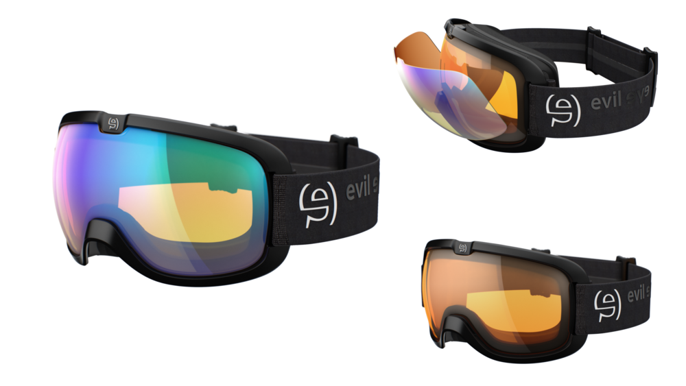 evil eye peaksight Skibrille – black matt – LST® VARiO blue-green M light – Seitenansicht