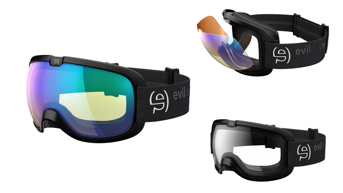 evil eye peaksight cl E605 Skibrille – 9300 black matt – LST® VARiO blue-green M light – Seitenansicht
