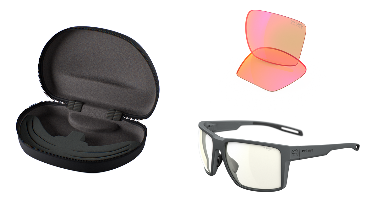 evil eye seaside package E038 Sportbrillen-Set – 6800 dark grey matt – e-sport – Seitenansicht