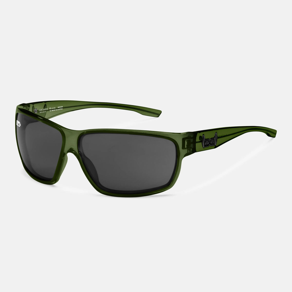 gloryfy G15 dark green Sportbrille – Schrägansicht