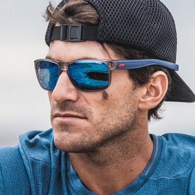 Julbo Renegade Sportbrille – Grau / Blau – Spectron 3 Polarized – Detailansicht