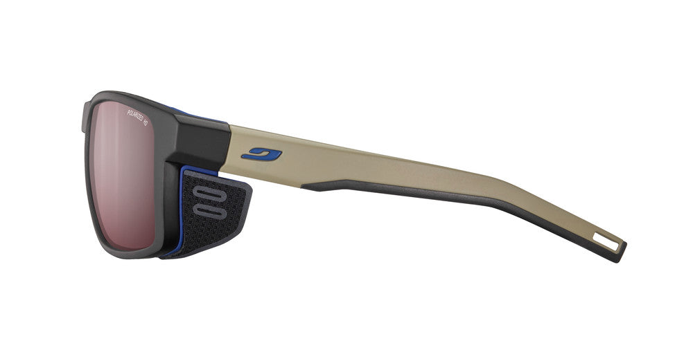 Julbo Shield Sportbrille – Schwarz / Braun / Blau – Spectron HD 3 Polarized – Seitenansicht