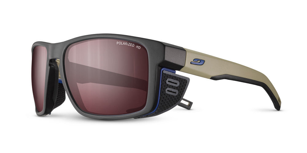 Julbo Shield Sportbrille – Schwarz / Braun / Blau – Spectron HD 3 Polarized – Frontansicht