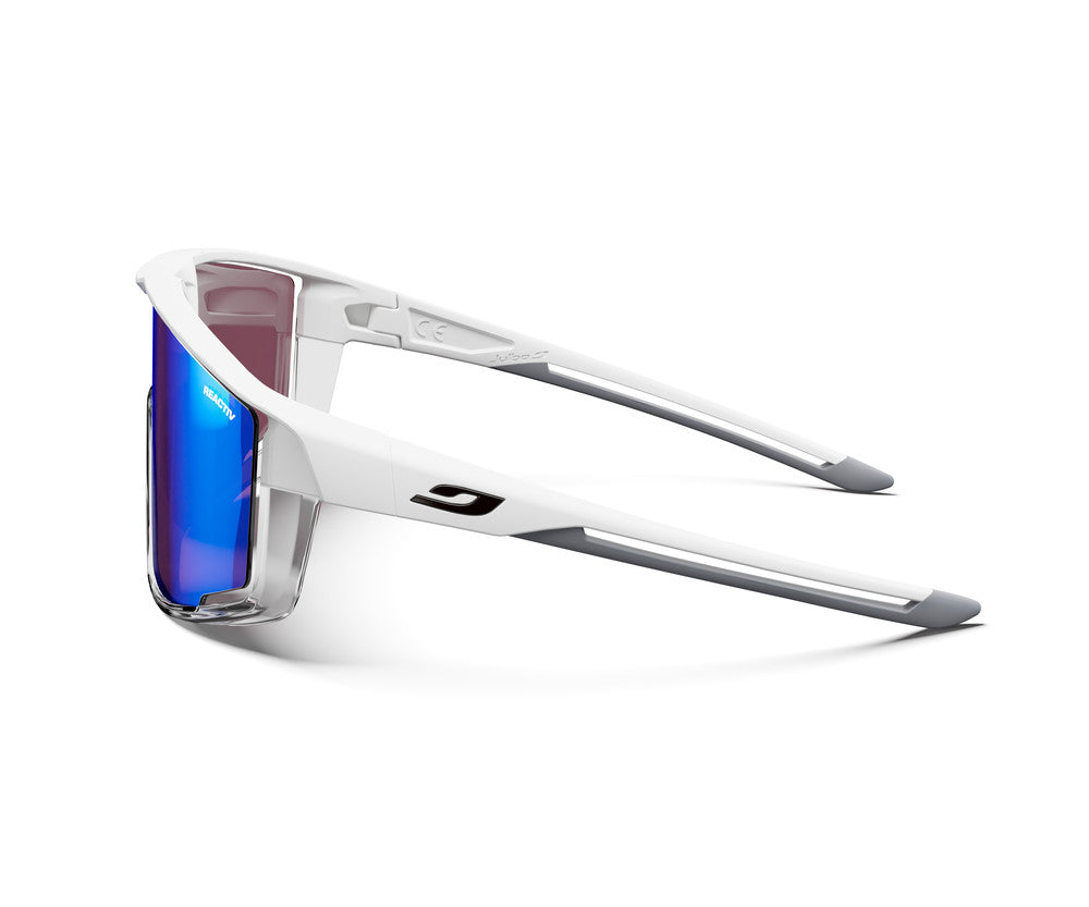 Julbo Fury Sportbrille – Weiß / Grau Durchscheinend – REACTIV 1-3 High Contrast – Seitenansicht