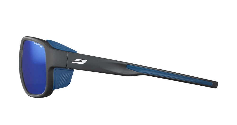 Julbo Montebianco 2 Sportbrille – Schwarz / Blau / Weiß – Spectron 3 Polarized – Seitenansicht