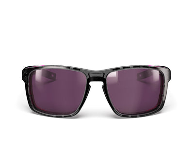 Julbo Shield M Sportbrille – Grau / Neonpink – Spectron HD 3 Polarized – Seitenansicht